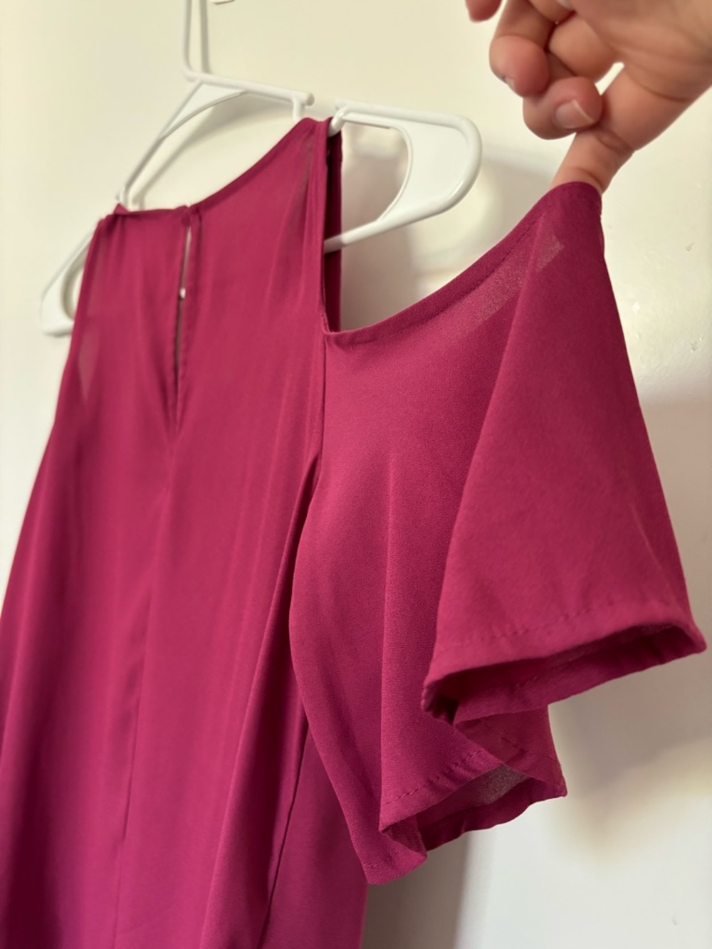 Lush Fuchsia Flutter Sleeve Blouse - Picture 4 of 7